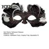 Black White Feather Masque Masquerade Masque, Halloween Half Face Vintage Venetian Party Witch Theme Supplies Eye for Carnival Costume, Mardi