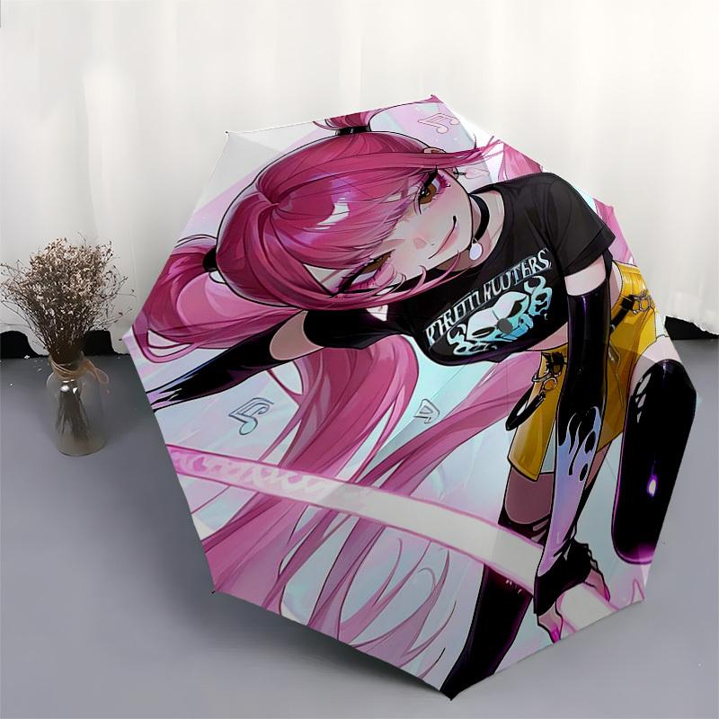 1pc Romantic Anime Couple Design Automatic Opening Closing Umbrella with Foldable Design, 8-Bone Iron Frame, Outdoor Use, Perfect Gift for Fans, Trave