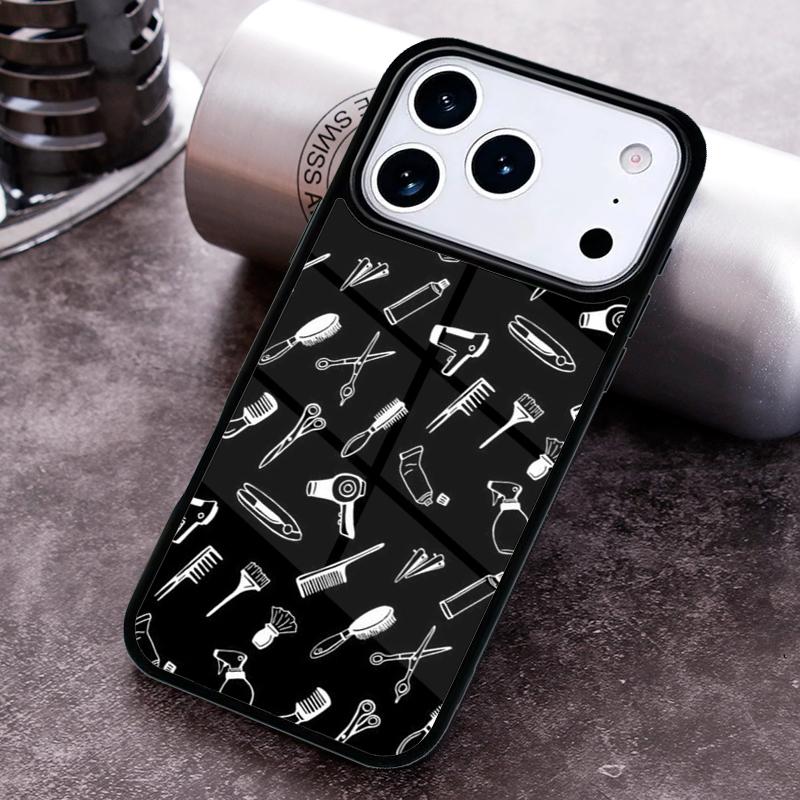 Hair Stylist Scissors Brush Phone Case for iPhone 17 16 15 Pro Max Air 14 13 12 11 Plus Shockproof Cover