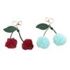 Fluffy Cherry Keychain Bag Pendant Fur Ball Keychain Backpack Pompom Ball Keyring  Bag Hanging