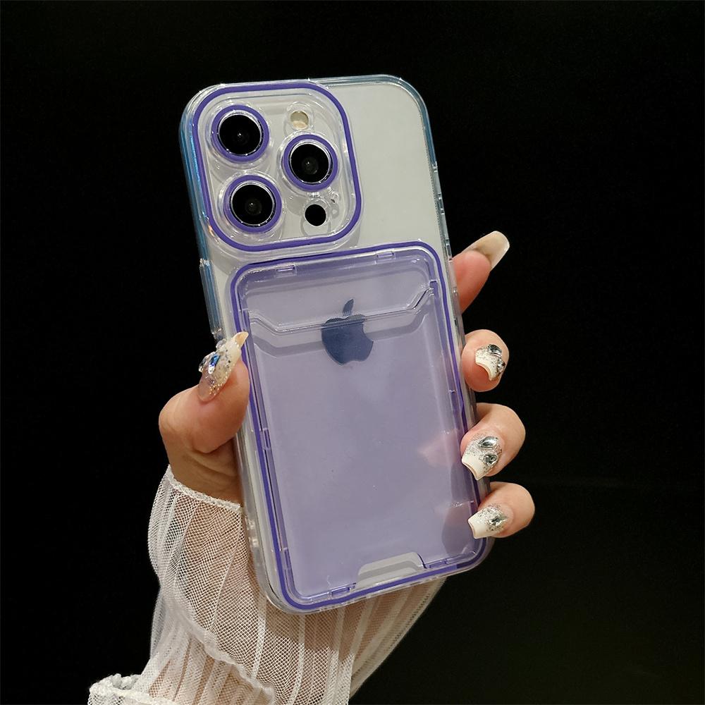 

Transparent Card Slot Holder Wallet Case For iPhone 16 15 14 13 12 Pro Max Plus 11 Jelly Candy Defender TPU Bumper Cover For iPhone 16Pro
