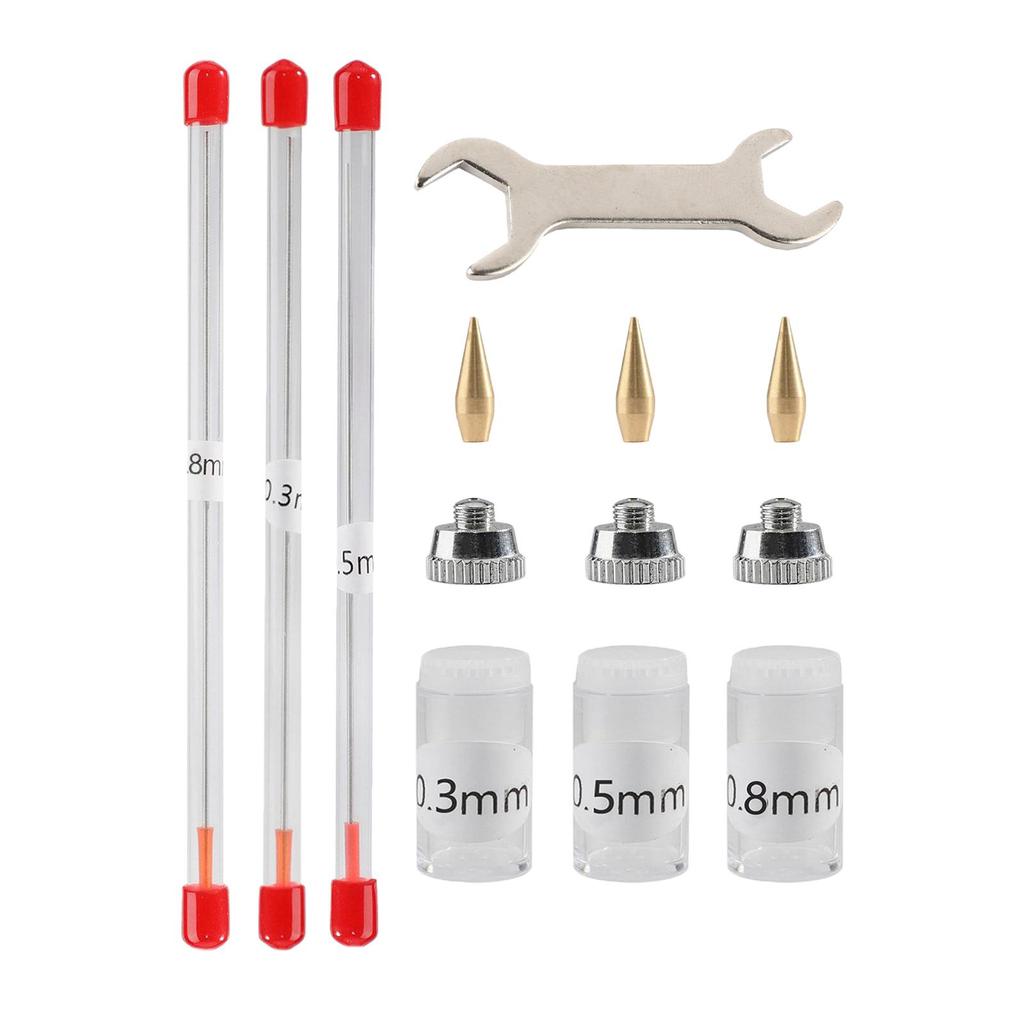 11Pcs 0.3mm 0.5mm 0.8mm Airbrush Needle Kits Fittings Professional Mini Wrench