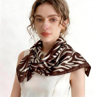 68cm Zebra Striped Hijab Scarf for Women Polyester Fiber Square Scarf Versatile and Luxurious Sun Protection Shawl Hijab