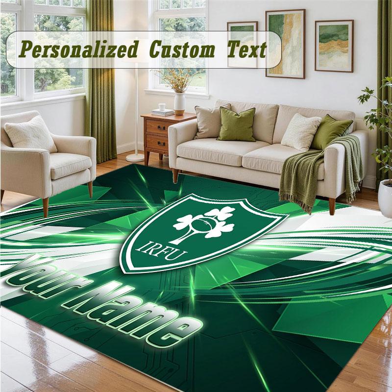 Crystal Velvet Square Rug Custom NameIreland Rugby Pattern Non Slip Home Floor Decor Rug