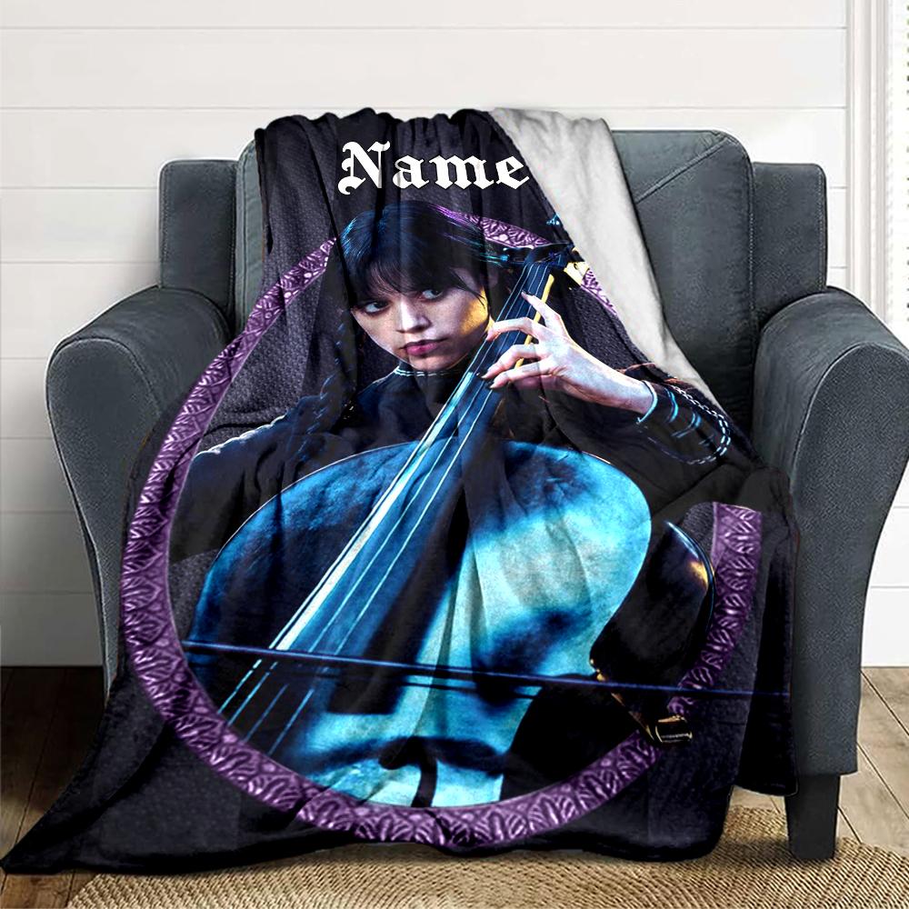 Custom Name Musician Purple Frame Party Blanket For Couch Bed Plush Cozy Fuzzy Blanket Super Soft Warm Blankets For Fall And Winter 0916164