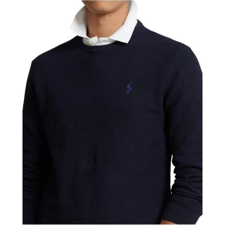 Polo Ralph Lauren Solid Color Crew Neck Fitted Sweater Men sweater Blue 710918163-001