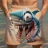 Trendy Cartoon 3D Shark Print Beach Trunks Quick Dry Drawstring Waist Oversized Casual Swim Shorts Hip Hop Street Summer Bottoms