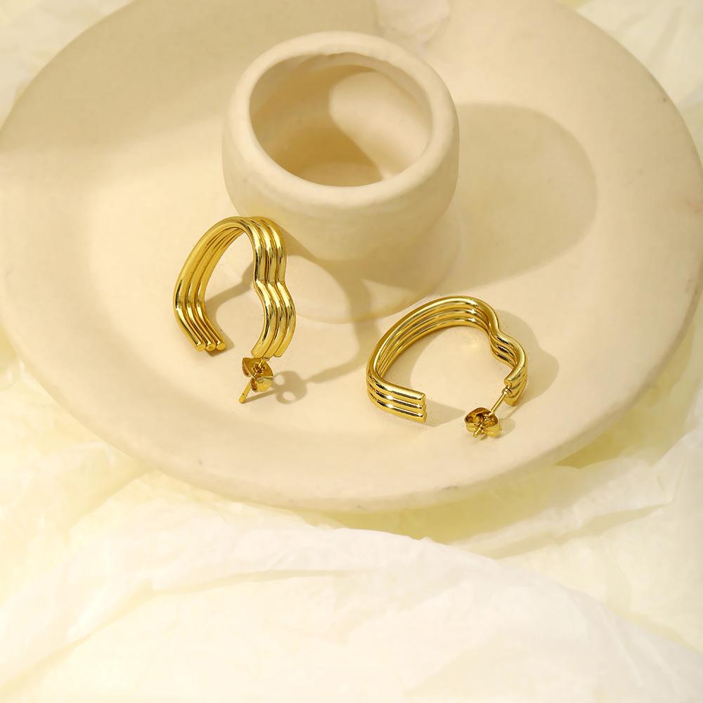 Fashion Personality Stainless Steel Stud Earrings High Light Luxury Square Geometric Earrings Femininity Niche Earrings