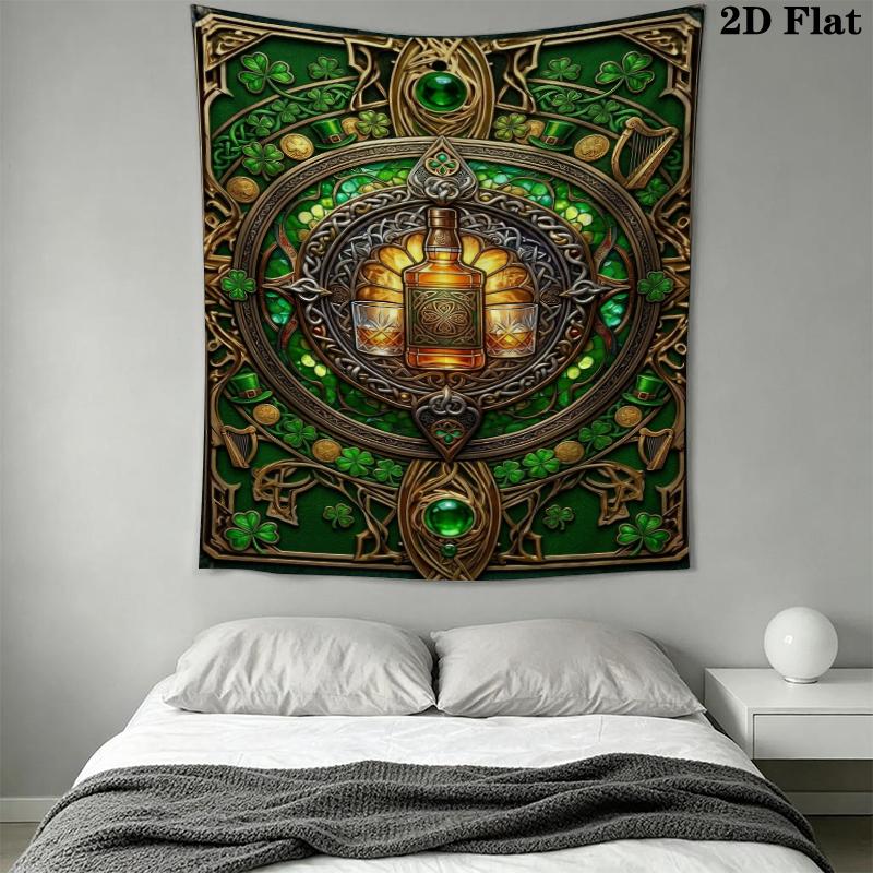 St.Patrick's Day Wall Tapestry Aesthetic Wall Hanging Printed Fabric Blanket Decorative Tapestries for Bedroom Living Room Home Decor