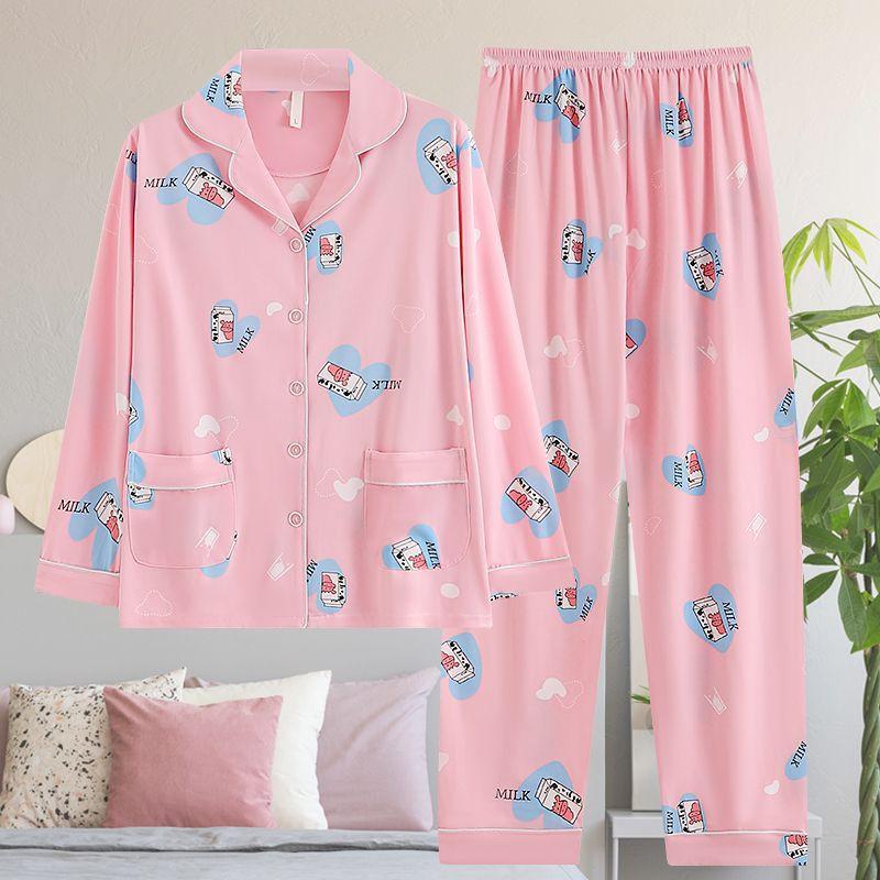 Spring and Autumn Women Pajamas Family Clothing Set Women Long Sleeves and Trousers Autumn and Winter Casual Loose Family Clothing Set