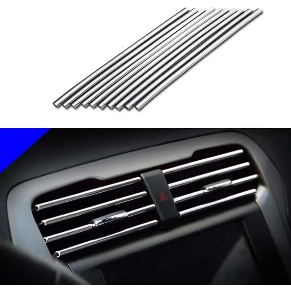 

10 шт. 20 см автомобильный кондиционер вентиляционное отверстие отделочная полоса U-образная хромированная ПВХ цветная блестящая отделочная полоса для автомобиля для украшения автомобиля серебряный