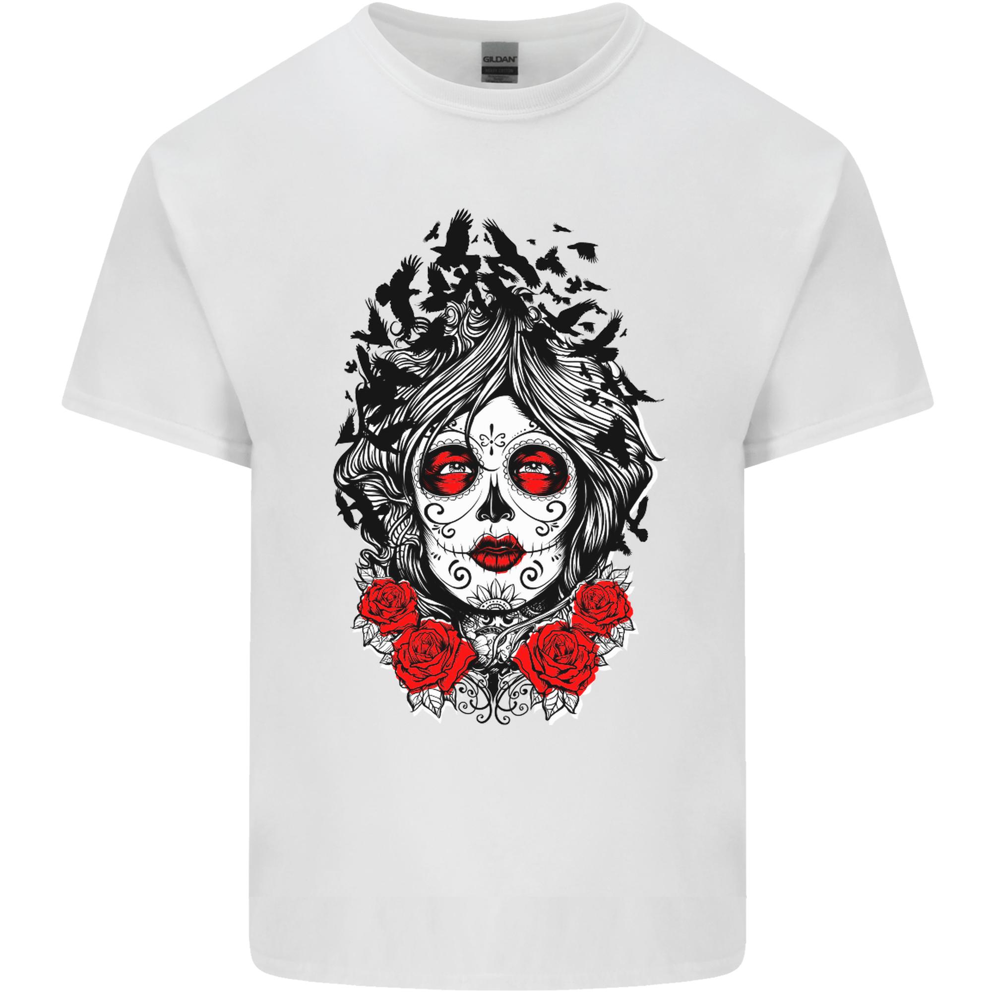 Day of the Dead Sugar Skull DOTD Mexico Unisexs Light Cotton TShirt S