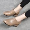 Pointed high heels women's single shoes spring new first-layer cowhide ruffle side zipper fashion shoes