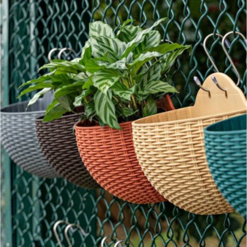Europäischer Stil Imitation Rattan Wandbehang Halbrunder Blumentopf Pflanzgefäß Halbrunder Wandblumentopf Balkon Haushalt Outdoor