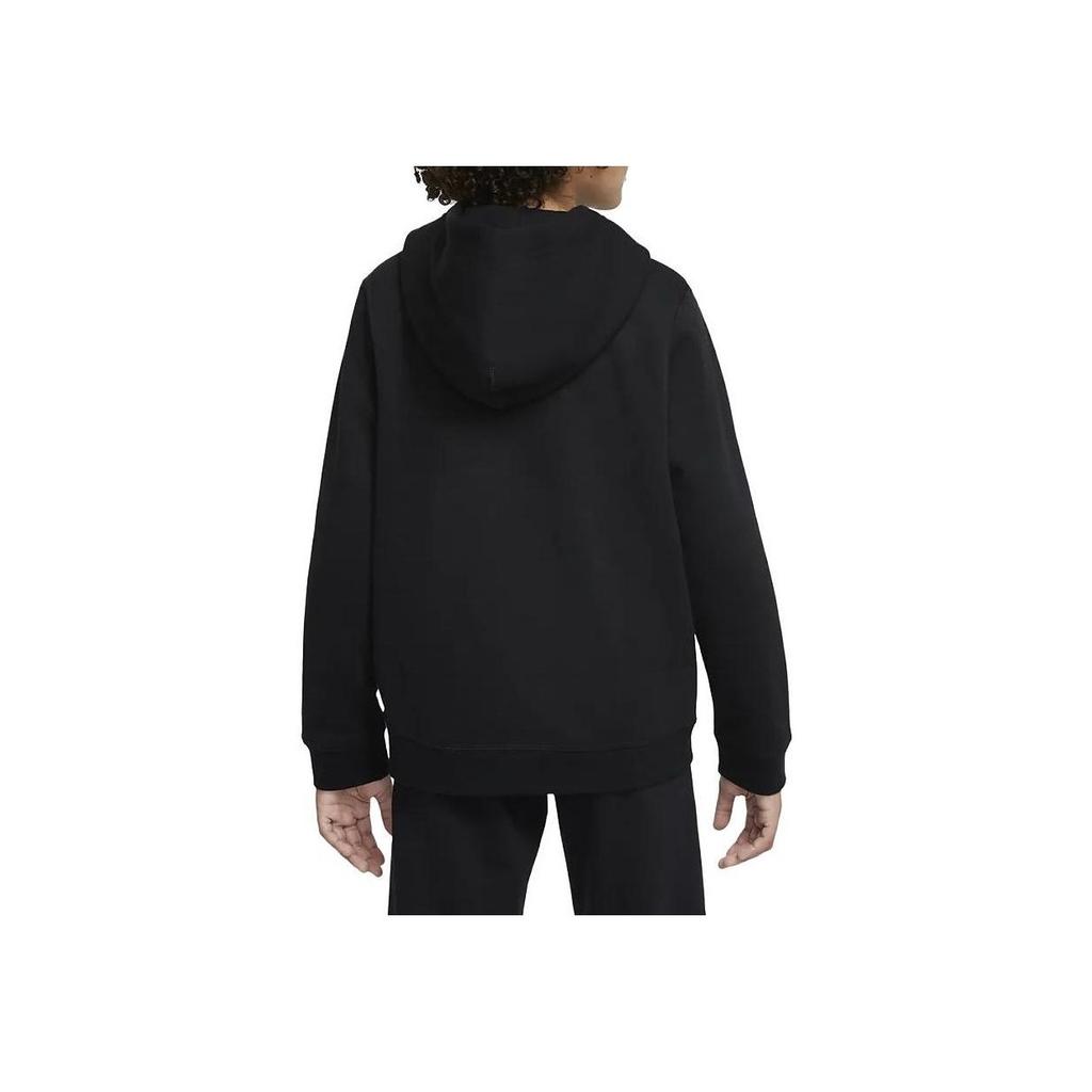 Nike Logo Print Hooded Pullover Long Sleeve Sweatshirt Kids sweatshirt Black DM8097-010