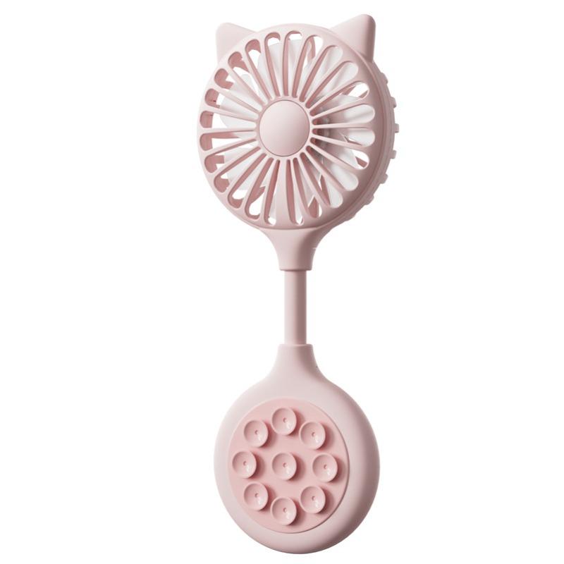 

Mobile Phone Back Sticker Lazy Suction Cup Small Fan Cat Ear Multi Purpose Gift Portable Charging Fan For Summer Desk Office Use 1pc рожевий