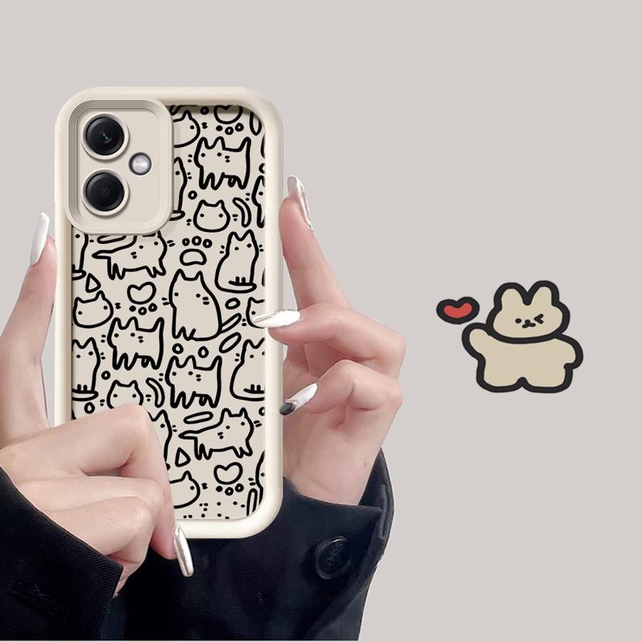 Cartoon Line Cat Case for Xiaomi Poco F8 C50 X3 Pro X3 NFC C61 C51 Phone Cover