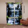 2Pcs Modern Landscape Curtains With Waterfall Design Suitable For Living Room Dining Room Kitchen Bedroom Bathroom Study Room