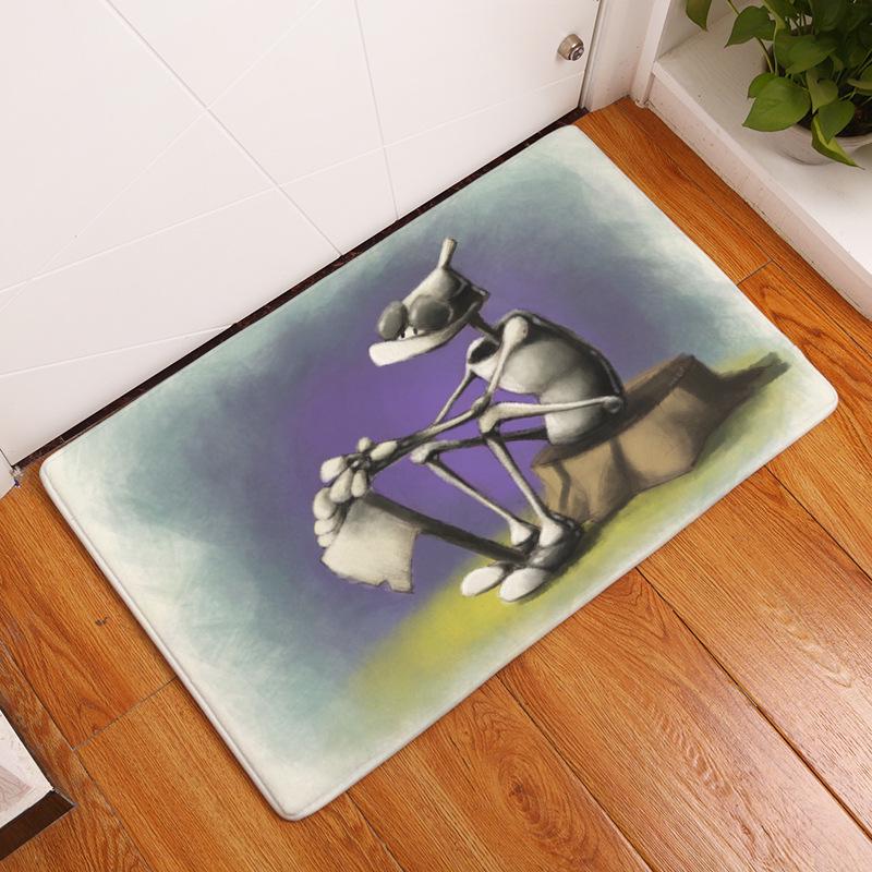 Home Living Room Bedroom Corridor Door Mat Rectangular Kawaii Rug Cartoon Cute Corgi Fox Pattern Non-slip Rug