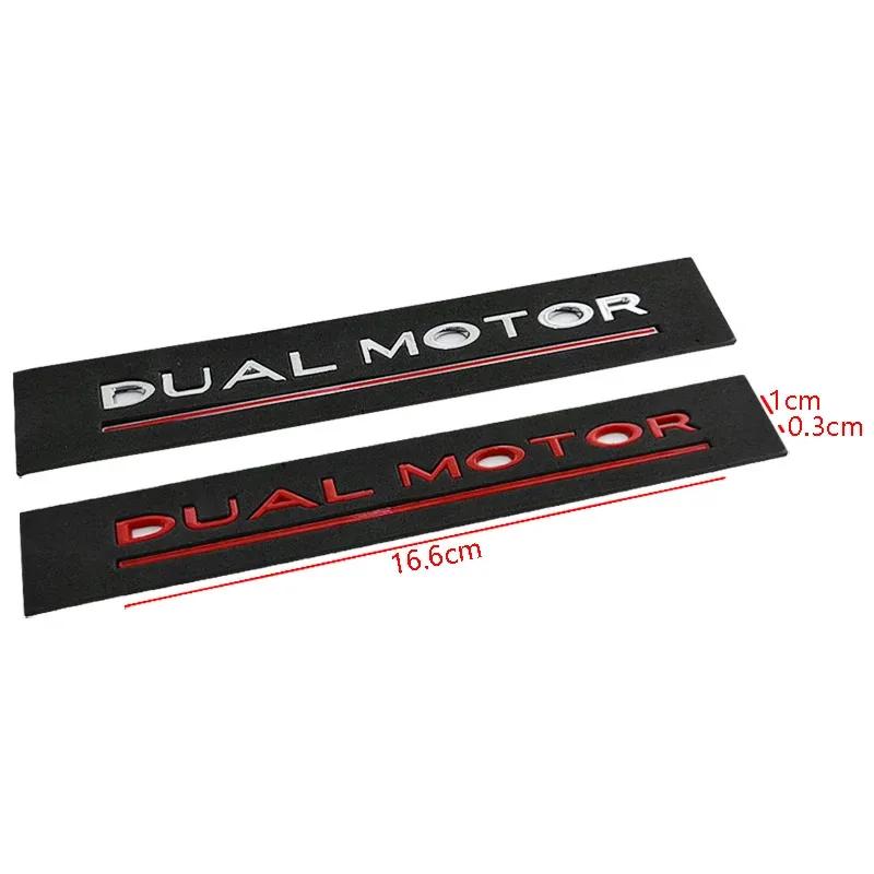 phbvg5 3d ABS Chrome Black Logo DUAL MOTOR Emblem Letters Decal Car Trunk Badge For Tesla Model 3 Y S X Dual Motor Sticker Accessories