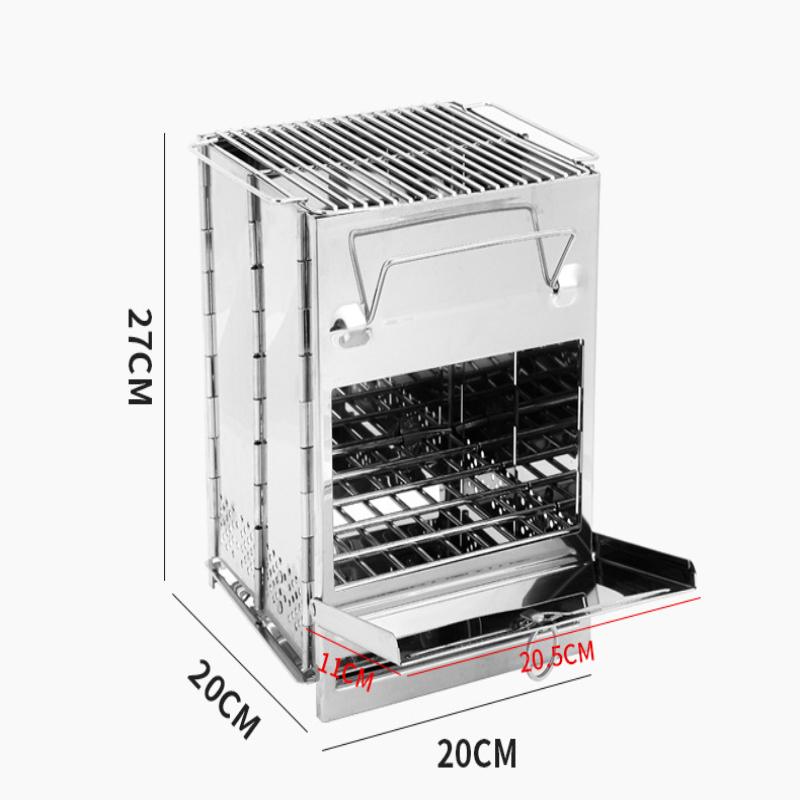 Camping-Holzofen mit Grill, zusammenklappbar, für Rucksackreisen, Survival-Raketenofen, Lagerfeuerofen aus Edelstahl