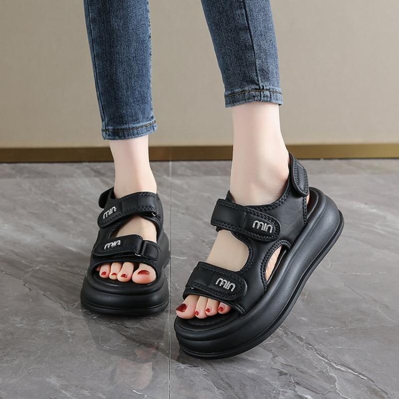 

Fashion Women s Roman sandals with astronomical optical shoes, casual and comfortable thick sole height increase, summer, 2025 35 чёрный