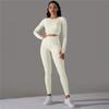 Knit Seamless Long Sleeve Yoga Set High Waist Sports Pants Exercise Running Suit Fitness Clothing