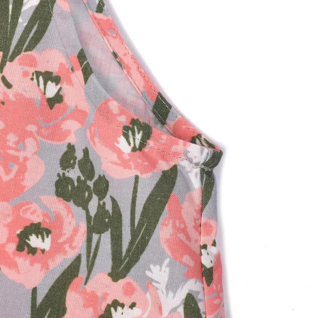 Apron Floral Print Apron 247074 Pink [Kusuguru Japan] A-Line M-L