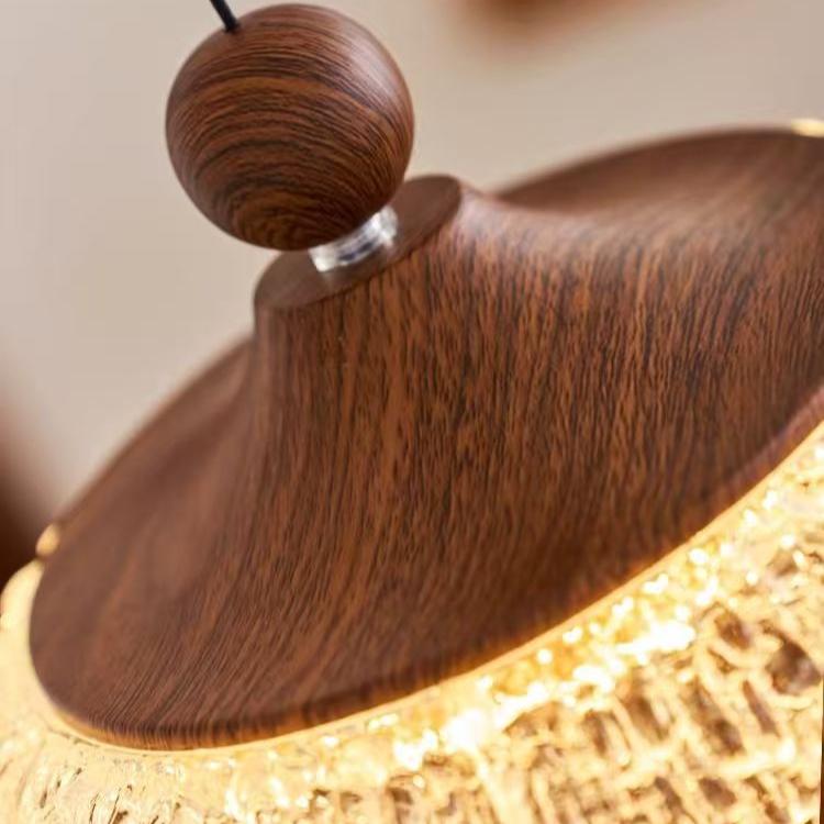 Elevating Touch Pendant Light, Restaurant Pendant Light, Iceberg Water Droplet Retro Walnut Color Aisle Light