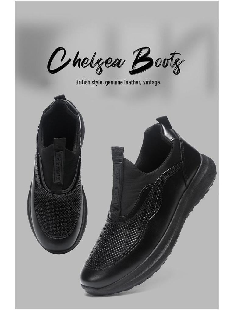 2024 Herren Leichte Leder Slipper - Runde Zehenpartie, Dicke Sohle für Alle Jahreszeiten