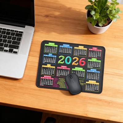 2026 Kalender Mauspad mit rutschfester Gummiunterlage, genähtem Rand, rechteckig, wasserdicht, für Zuhause, Büro, Gaming, Computer, Laptop, Mauspad, Schreibtischunterlage