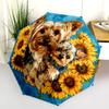 Sunflower Dog  Pattern, Automatic Folding Umbrella, Portable and Foldable Design, 8 Ribs, a Christmas or Birthday Gift.