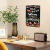 Hola Amigos Iron Wall Art Colorful Mexican Fiesta Welcome Sign Cactus Sombrero Decor Retro Home Cafe Party Hanging Plaque