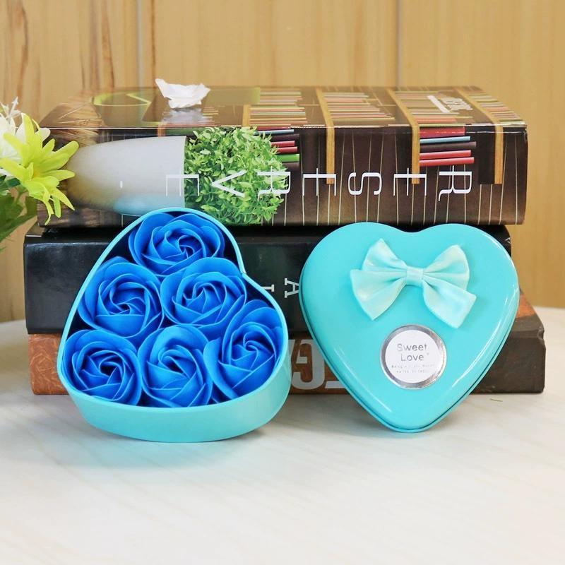 6Pcs Heart-shaped Rose Gift Box Simulated Rose Soap Flower Mother's Day Rose Gift Box Valentine's Day Rose Gift Wedding Souvenir