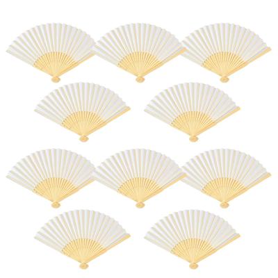 10Pcs White Wedding Hand Fans Bamboo Foldable Paper Fan Portable Party Wedding Supplies Hand Fan Gift Decoration For Guest Wedding Fan