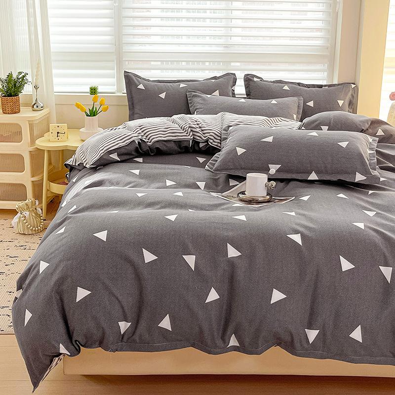 Klasse A Säuglings- und Kleinkindqualität Ins Kleiner Frischer Verdickter Abgeriebener Vier-Teile-Satz Hautfreundliche Laken Gewaschene Baumwolle Bettbezug Schlafsaal 3-teiliges Set