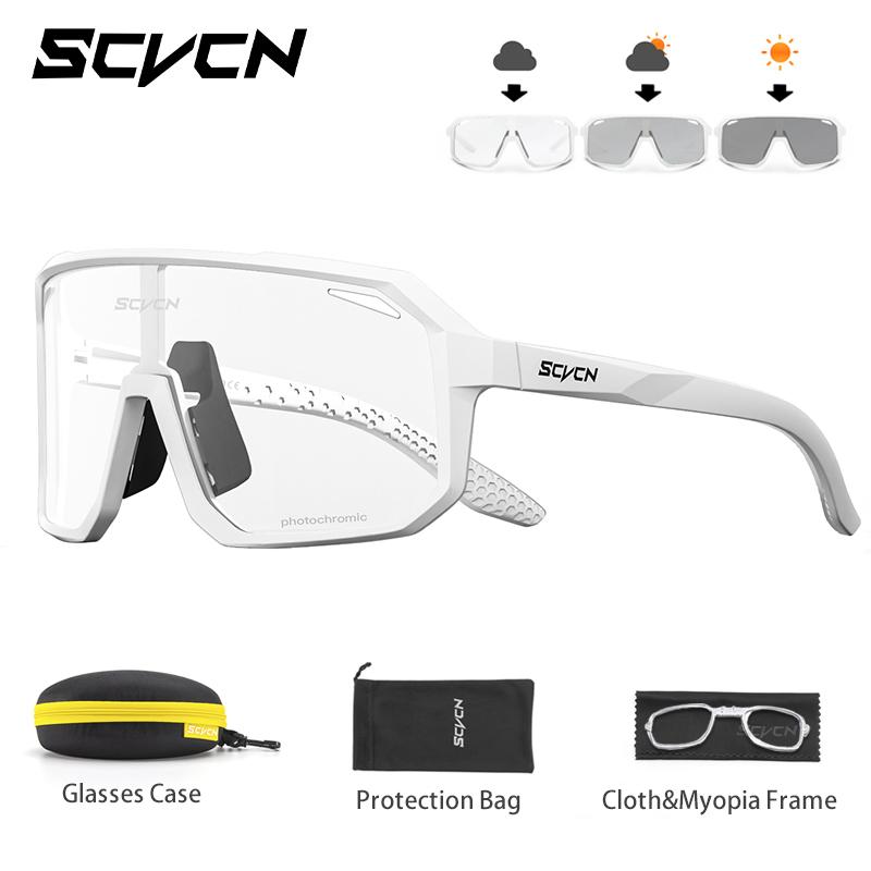 

SCVCN Cycling Sunglasses for Men Women Outdoor Sports Running Hiking Glasses Road MTB Bicycle Eyewear UV400 Goggles with Case Photochromic-1lens