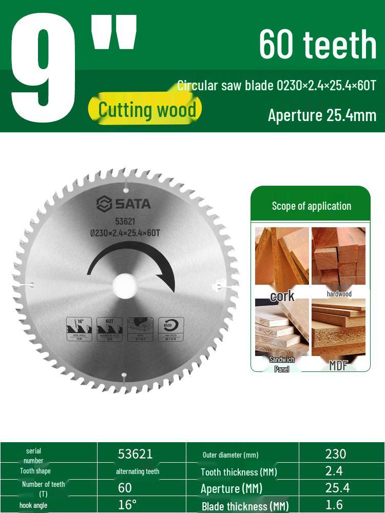 SATA 4/7/9/10 Inch Alloy Saw Blade for Wood & Metal Angle Grinder