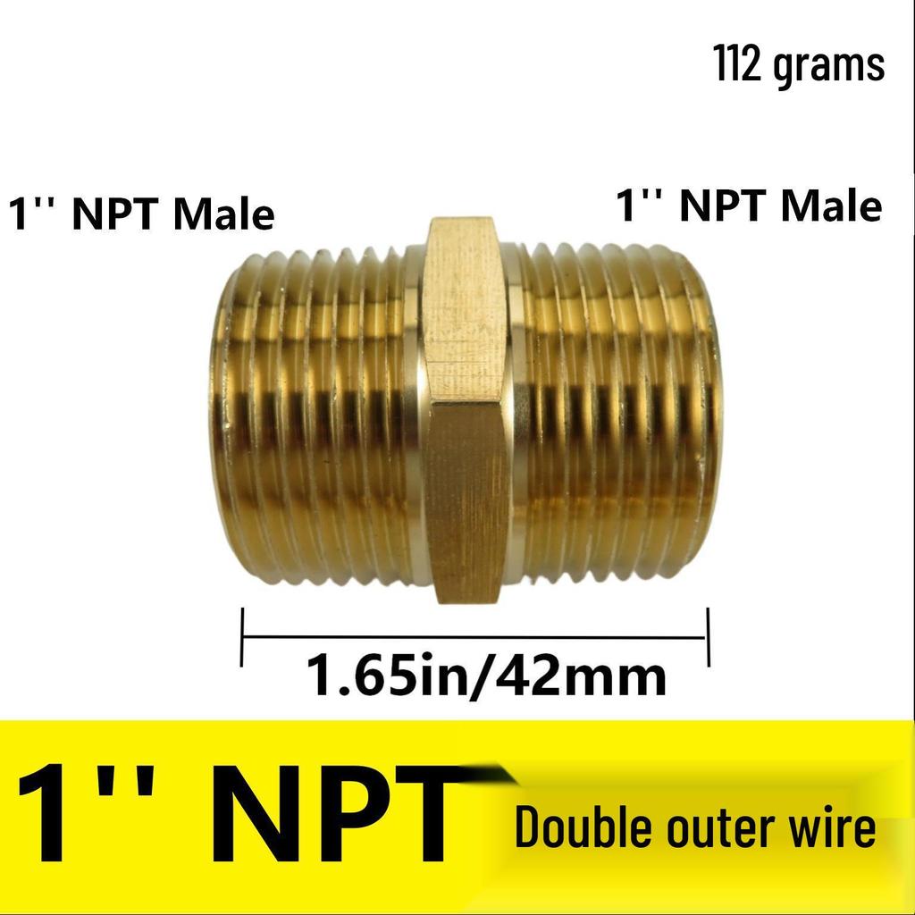 1/2" NPT Brass Male Pipe Adapter, Hex 1" NPT Male Threaded Fitting