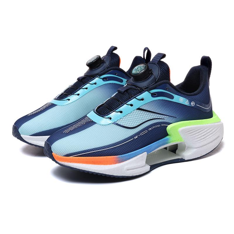 New children's teenagers and students rotating button running shoes men's shoes medium and older children's mesh sports casual shoes