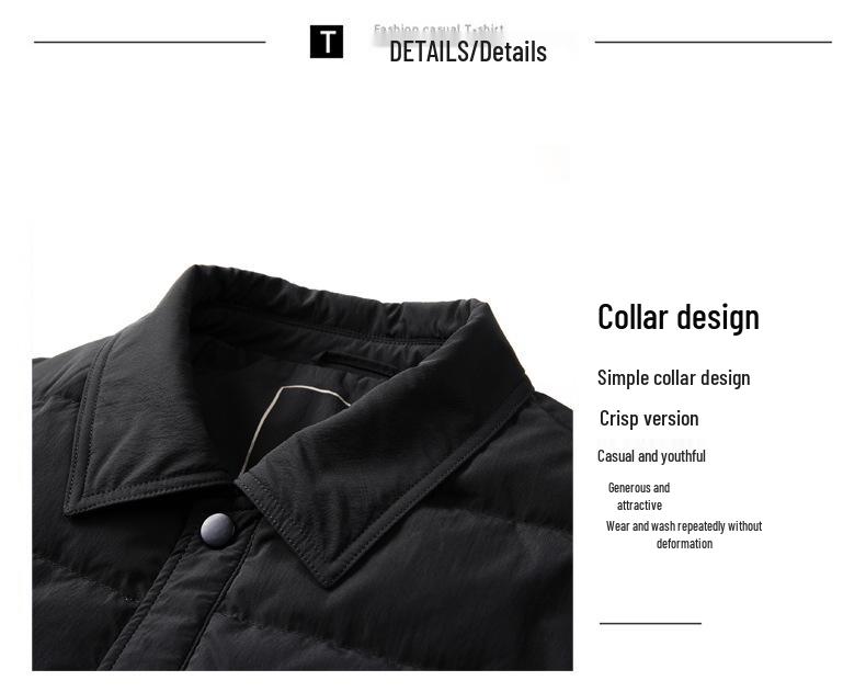 Men's Premium Lightweight Goose Down Jacket: Winter Casual Lapel Style, Middle-Aged Dad, 90% Down Warmth.