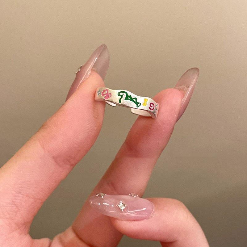 Painted Star Adjustable Women s Color Block Ring - Trendy Open Index Finger Stackable Design Open Adjustable