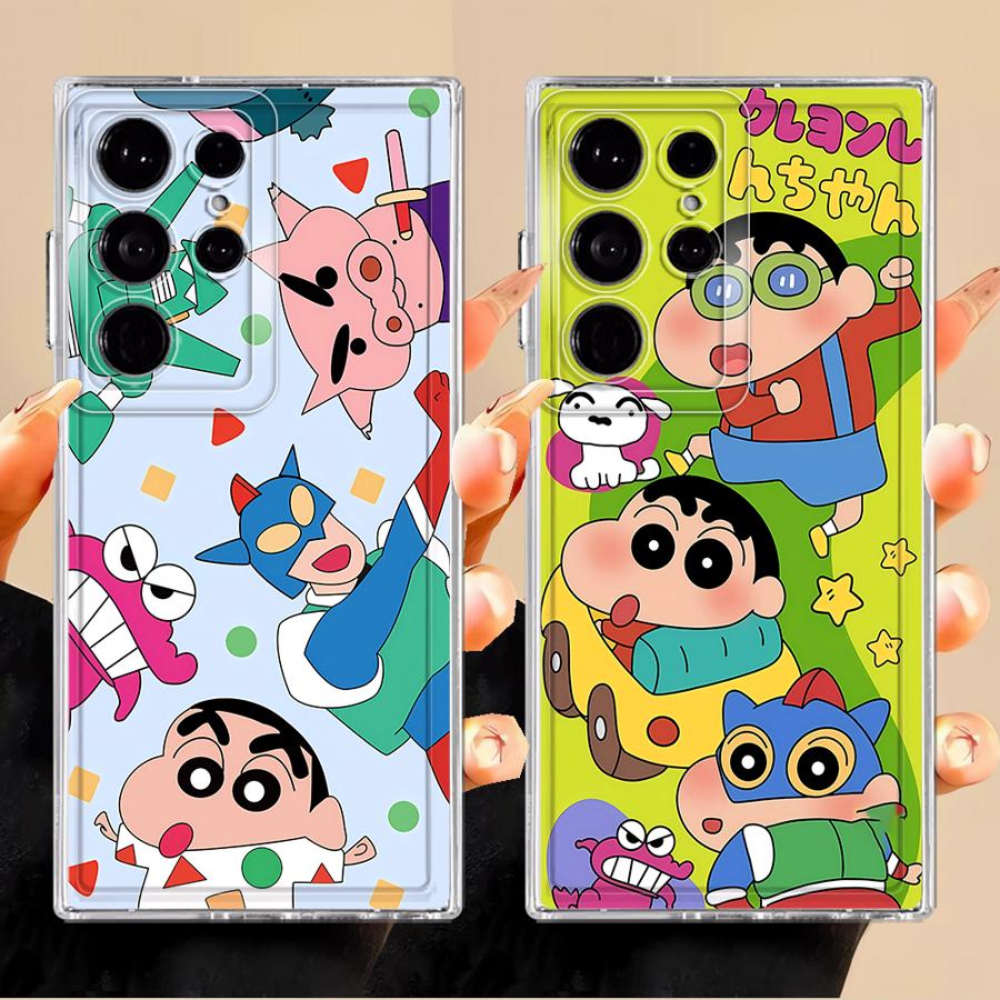 Phone Cover Case for Samsung Galaxy S25 Edge S22 FE S20 Plus Note 20 Ultra 10 S26 S21 S24 S23 Ultra Cute Crayons Shinchan