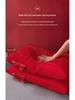 Embroidered Red Wedding Pillow - All-Cotton Feather Velvet for Newlywed Celebration