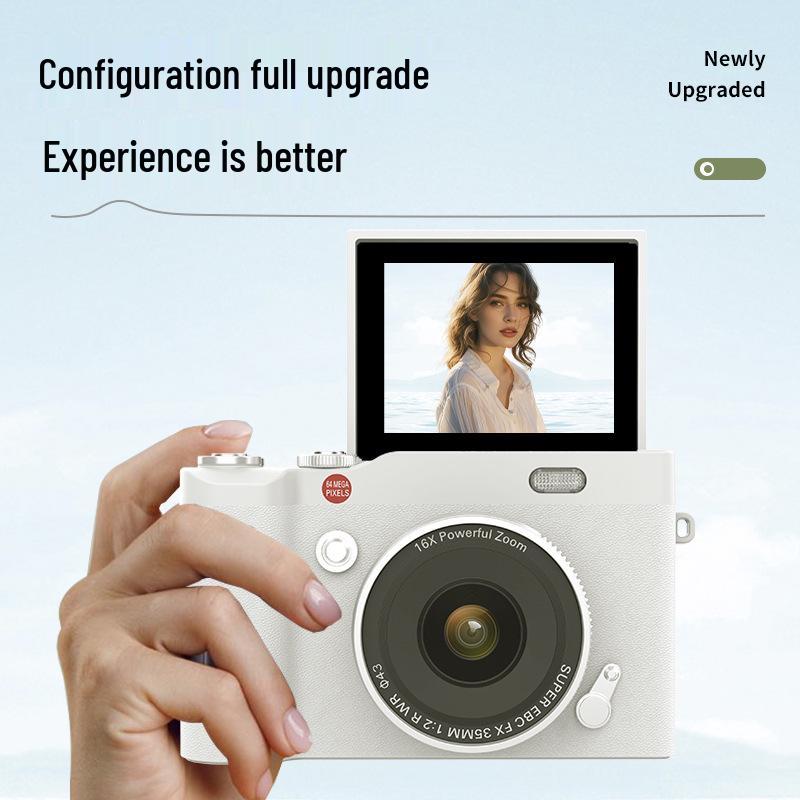 Retro CCD HD Flip Screen 4K DSLR with Dual Camera & Fill Light