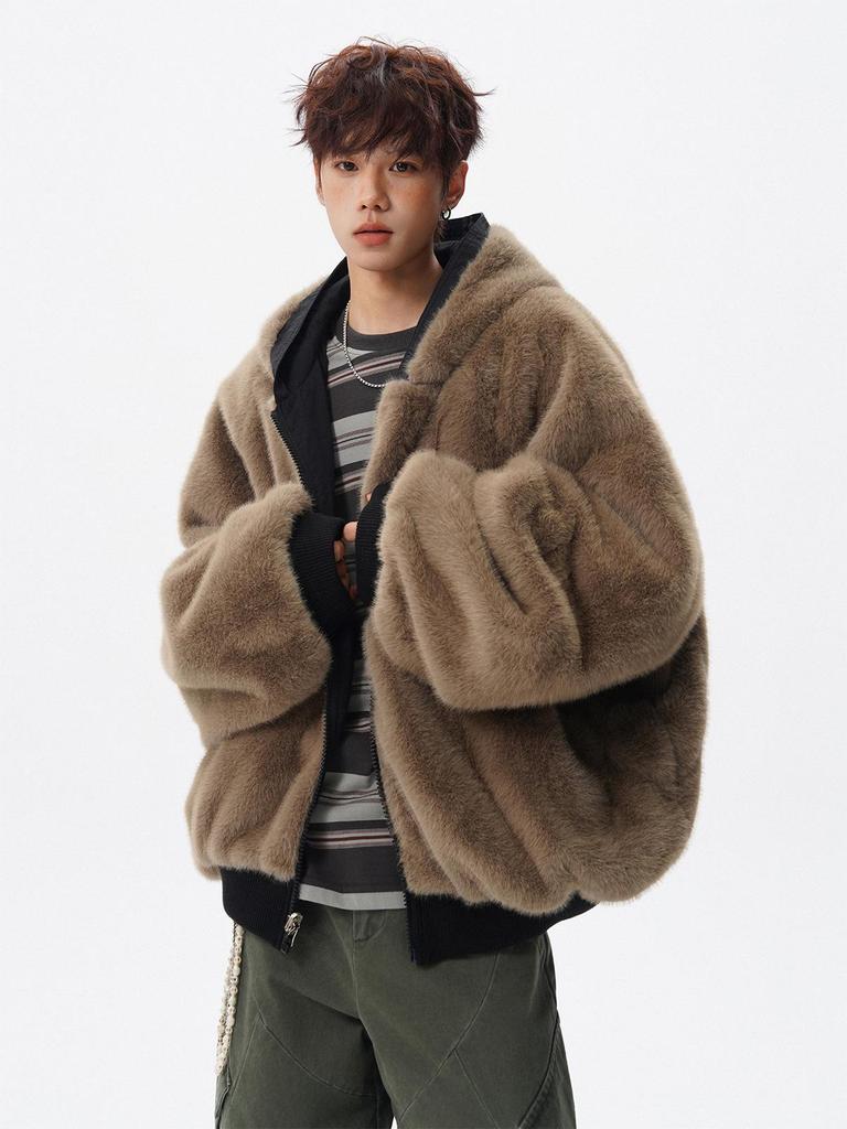 Unisex Reversible Hooded Fleece-Lined Cotton Jacket—Thick, Solid Color, Double-Sided Outerwear for Winter