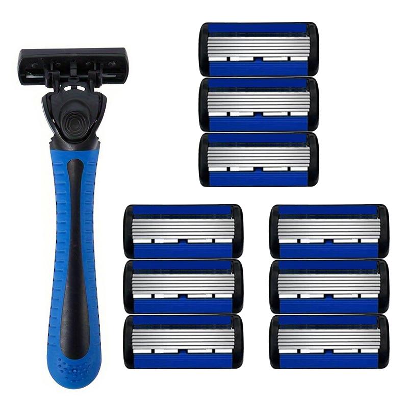 1 szt. Bezpieczna maszynka do golenia, 6-warstwowa manualna maszynka do golenia, Zmywalne, opływowe ostrze ze stali nierdzewnej do podróży i użytku domowego