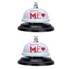 2Pcs Meal Bells Stainless Steel Hand Pressed Bell Counter Food Bells for Restaurant Bar White Paint