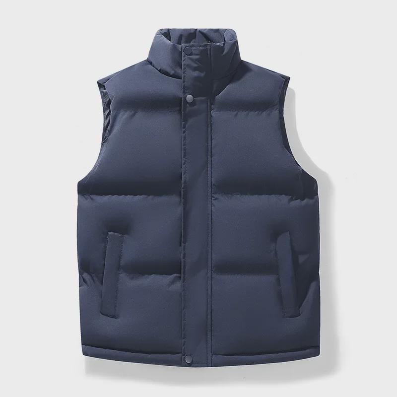 2024 Men's Trendy Solid Color Stand-up Collar Waistcoat: Warm and Casual Autumn/Winter Vest