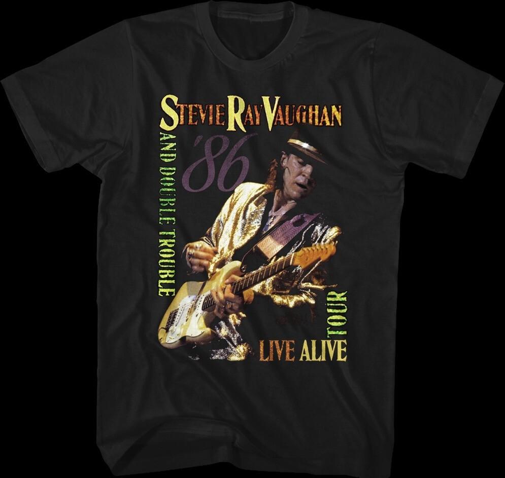 Live Alive Tour Stevie Ray Vaughan T Shirt Black All Size Unisex T-Shirt L